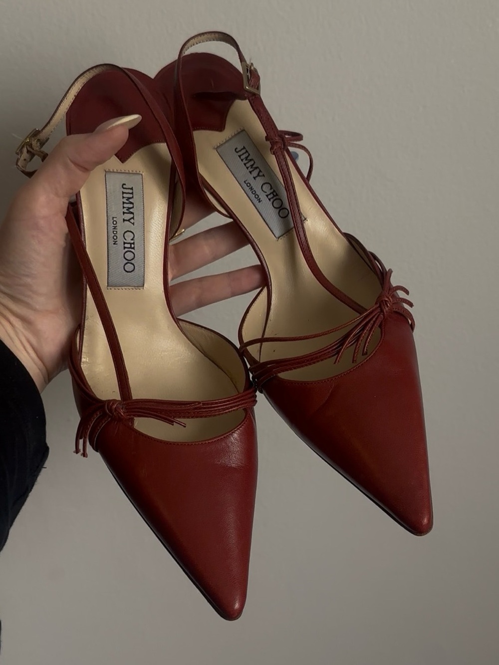 JIMMY CHOO Vintage Leather Slingback Pumps